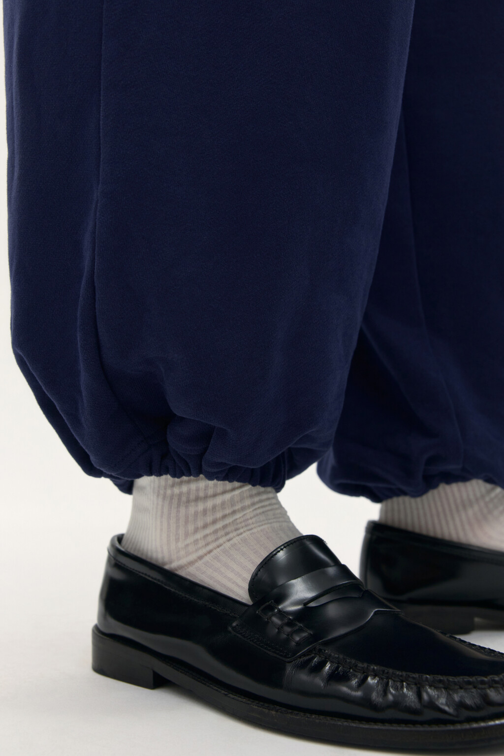 Брюки-джоггеры широкие из футера - цвет синий - 8