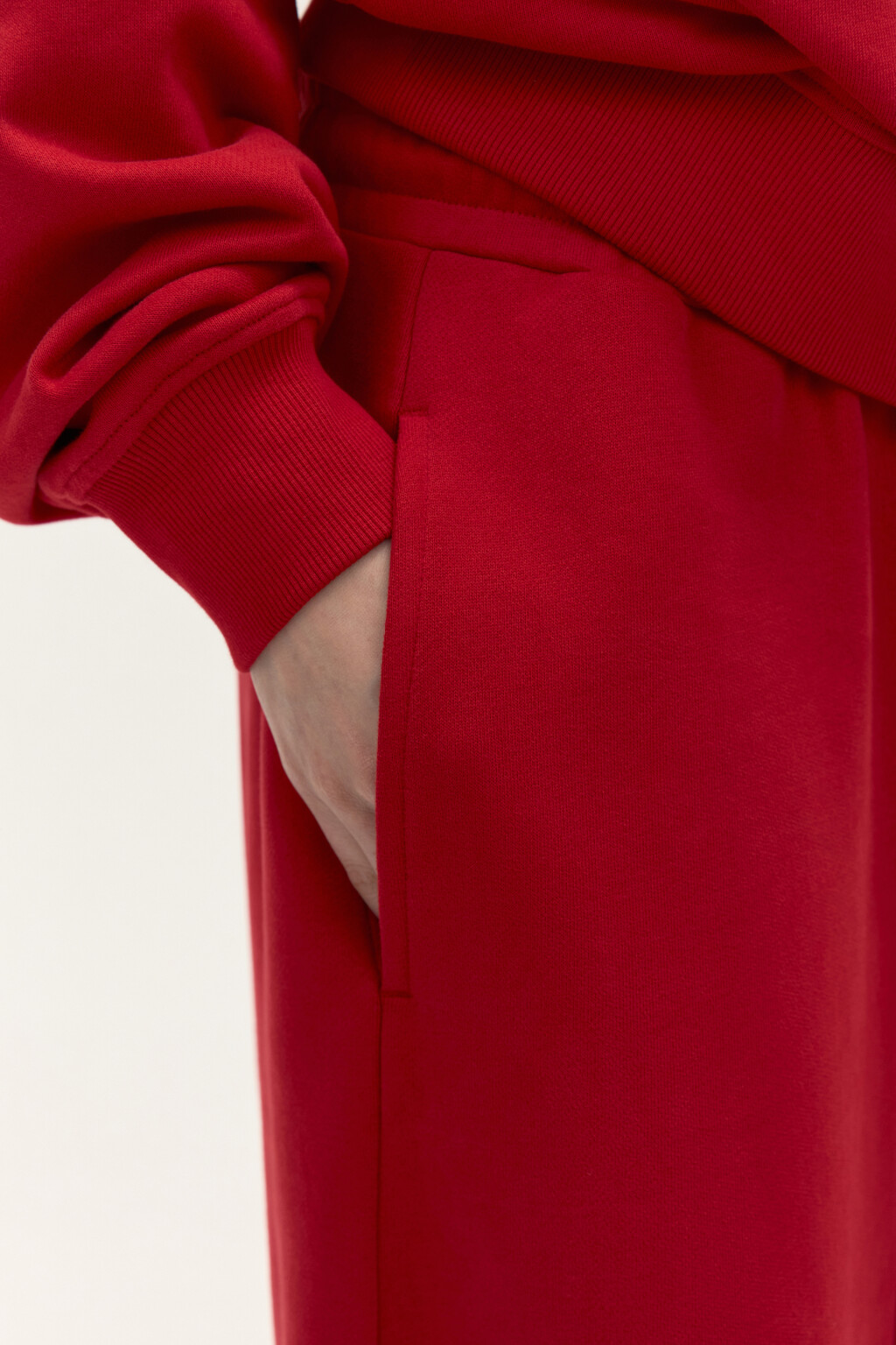 Брюки-джоггеры широкие из футера - цвет красный - 7