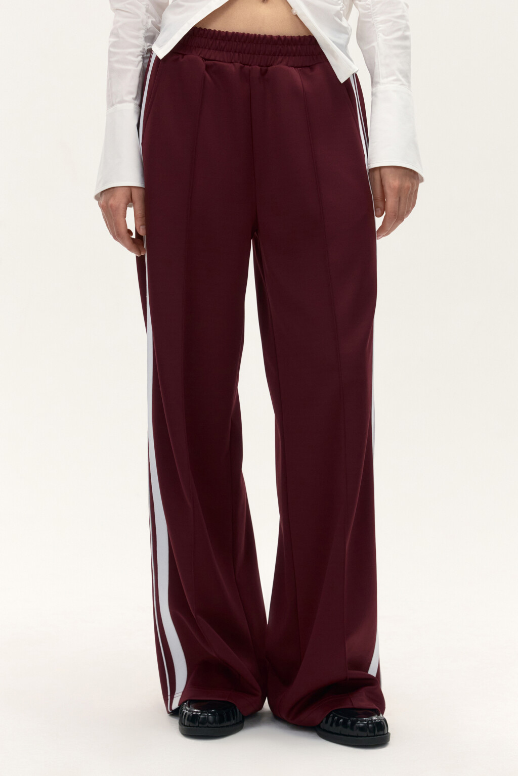 Брюки широкие с лампасами - цвет бордовый - 2