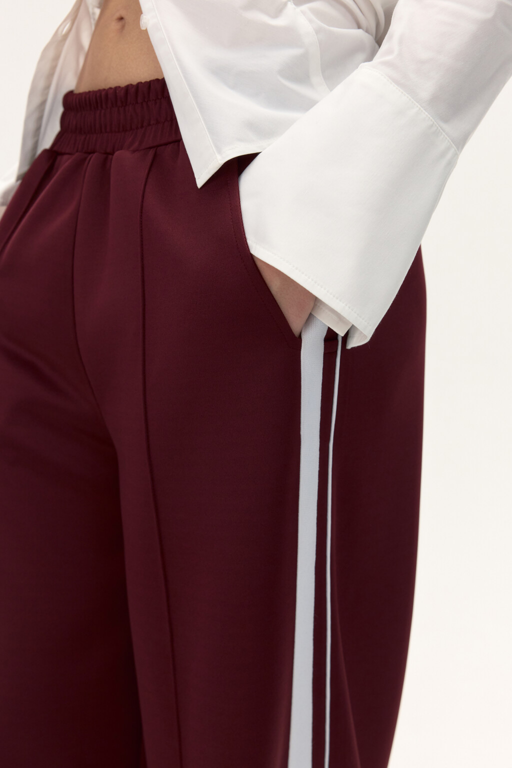 Брюки широкие с лампасами - цвет бордовый - 7