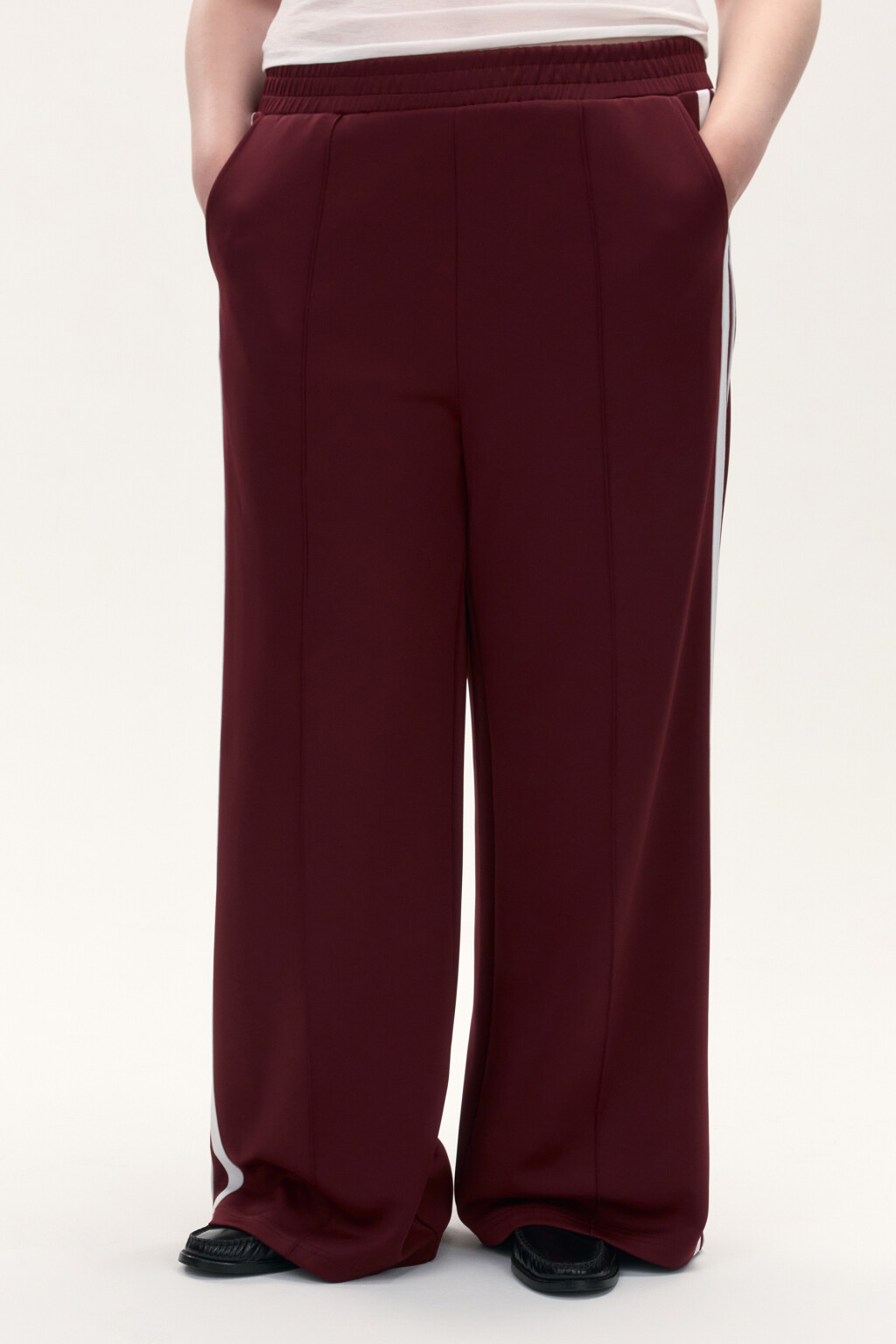 Брюки широкие с лампасами - цвет бордовый - 4