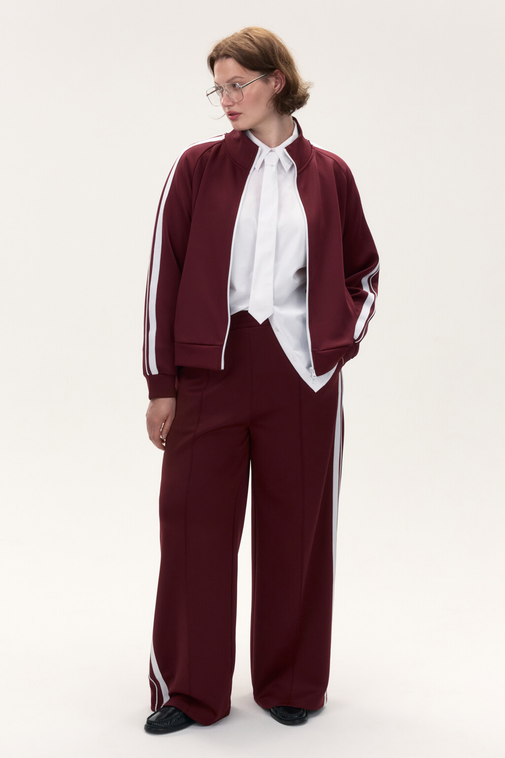 Брюки широкие с лампасами - цвет бордовый - 6