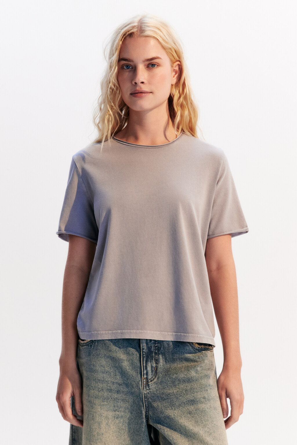 Футболка тонкая с вареным эффектом - цвет серый - 2