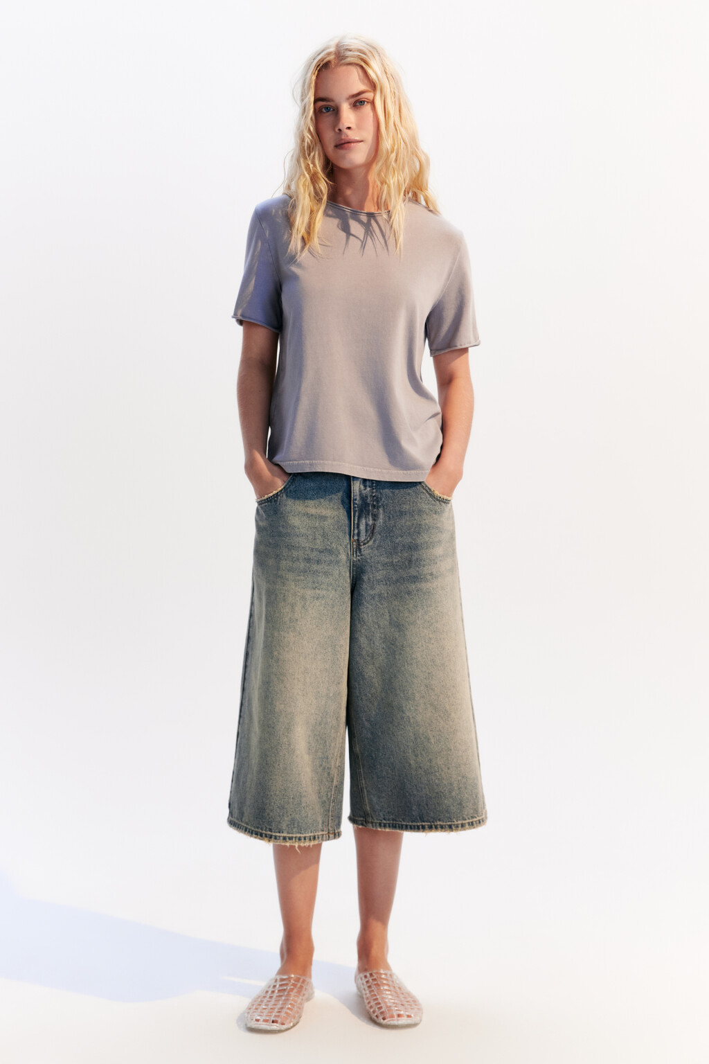 Футболка тонкая с вареным эффектом - цвет серый - 4