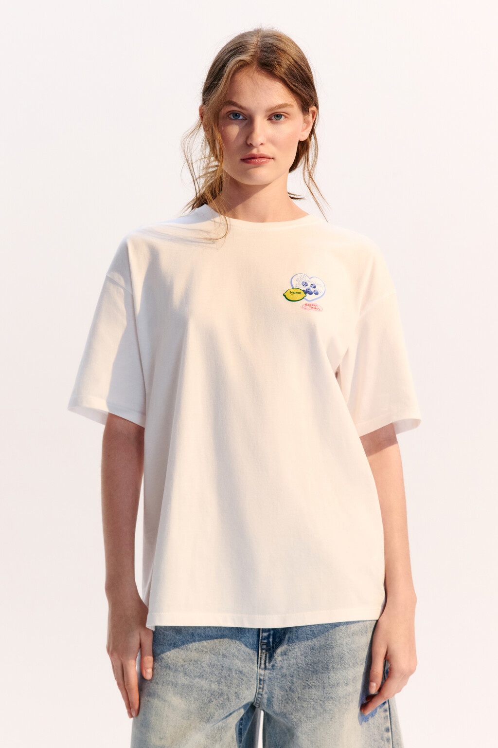 Футболка хлопковая с летним принтом - цвет белый - 2