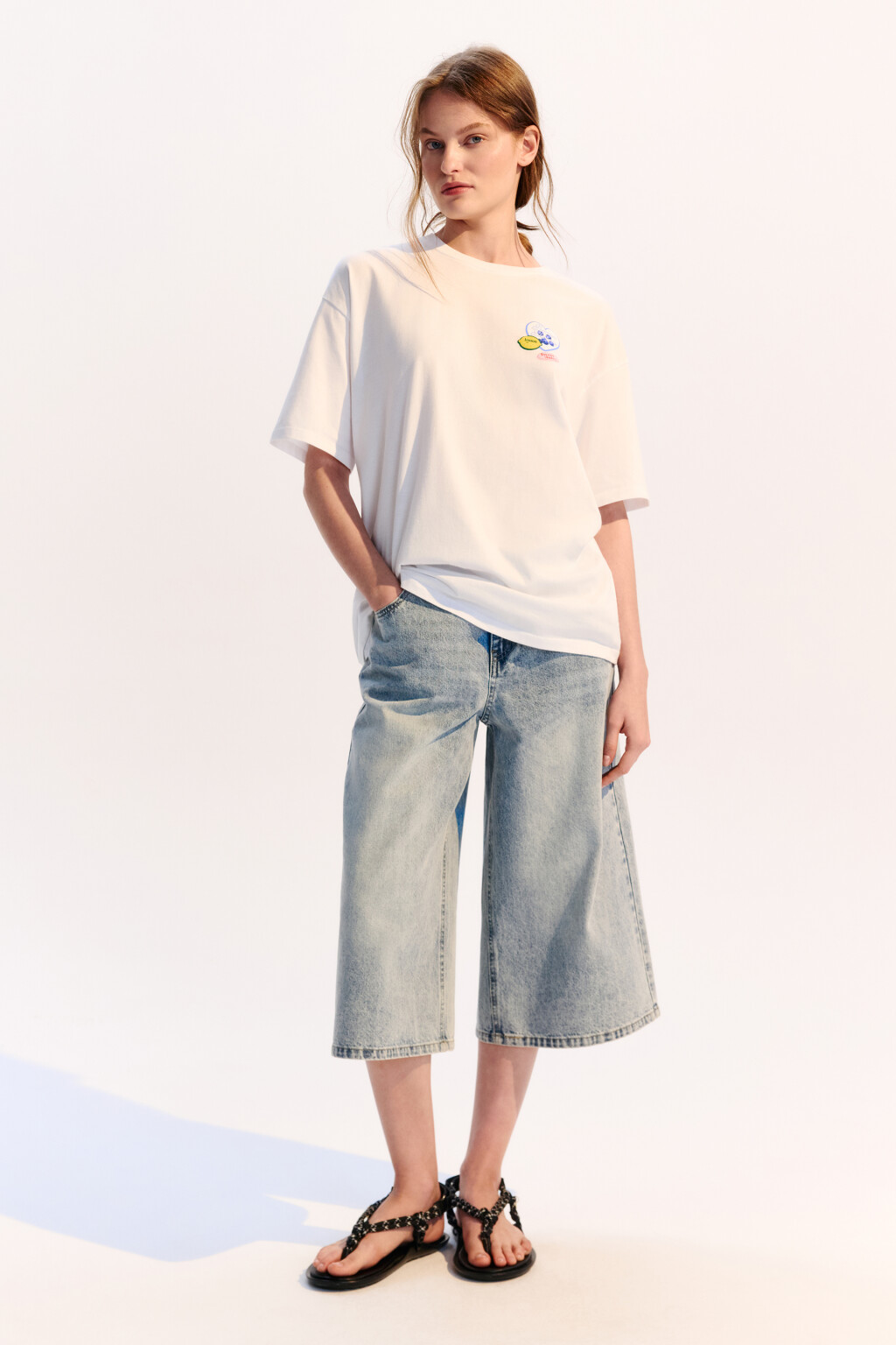 Футболка хлопковая с летним принтом - цвет белый - 4