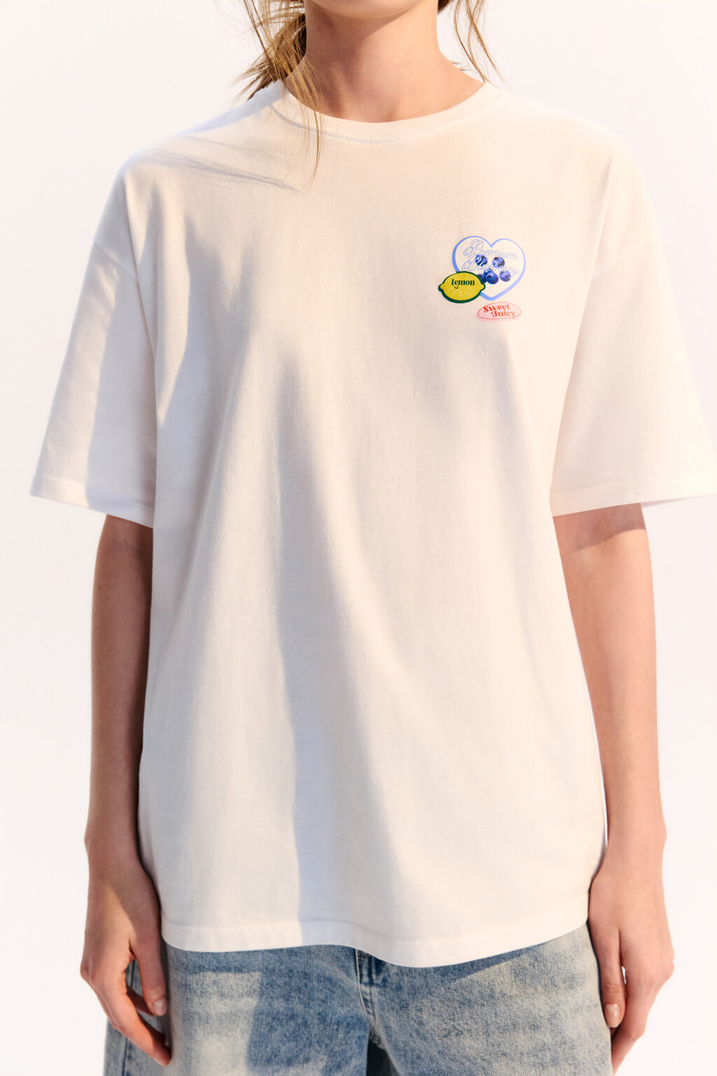 Футболка хлопковая с летним принтом - цвет белый - 5