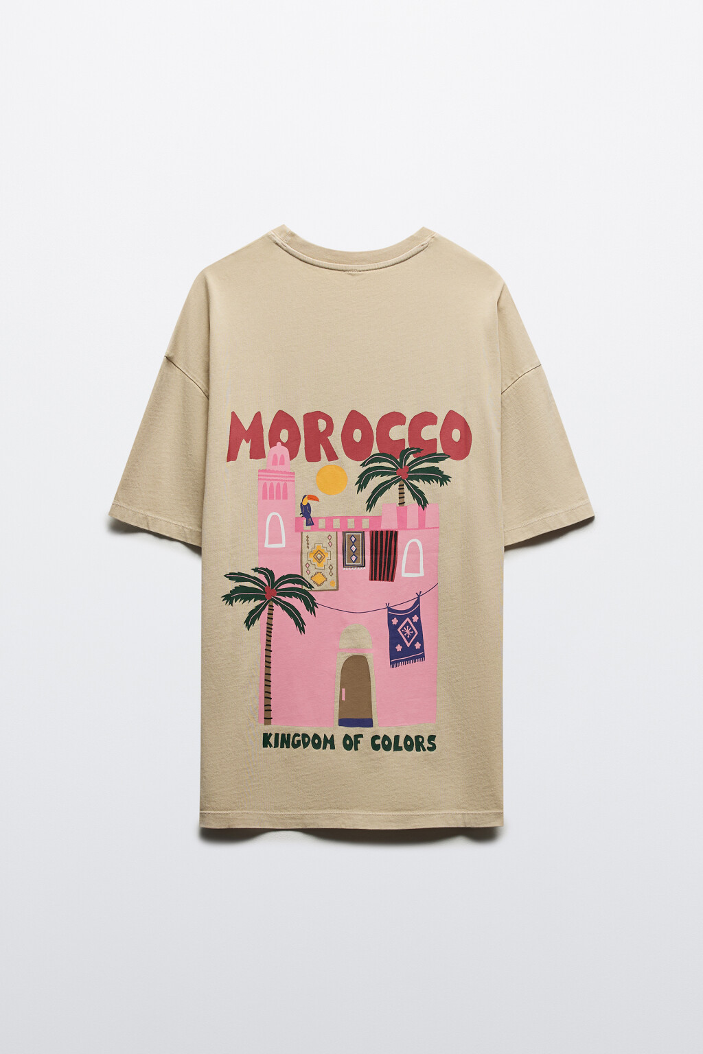 Футболка хлопковая с летним принтом - цвет бежевый - 8