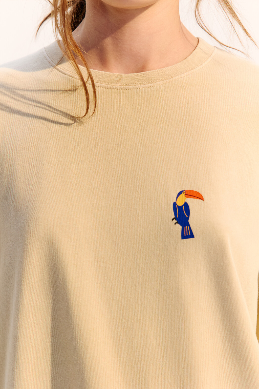 Футболка хлопковая с летним принтом - цвет бежевый - 5