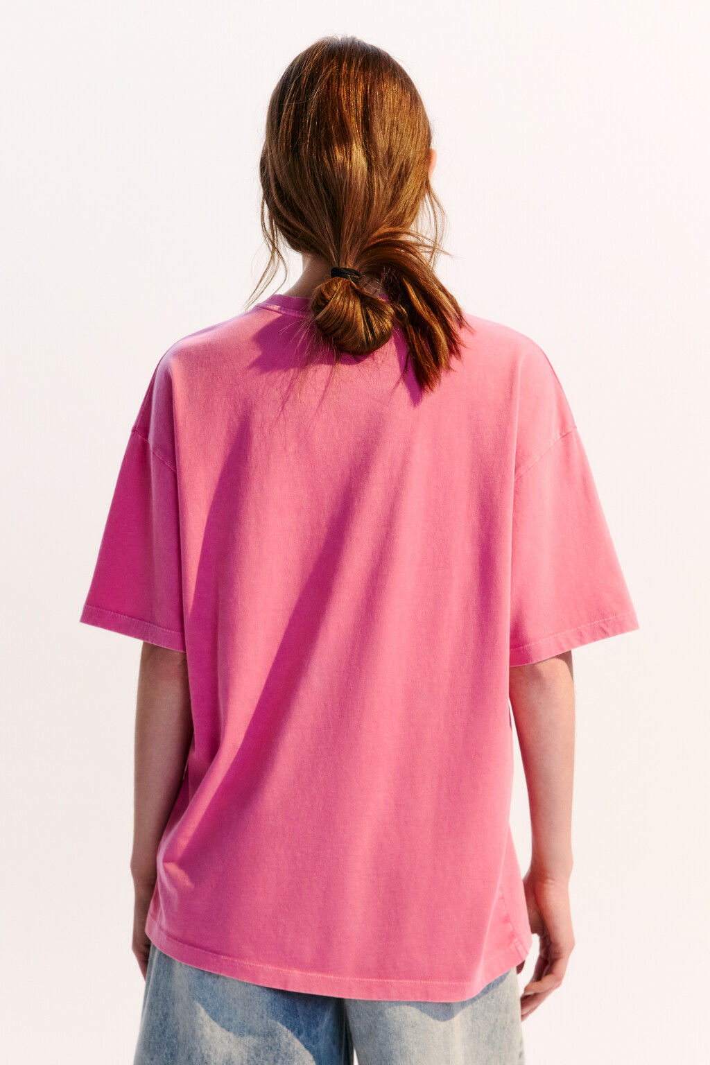 Футболка хлопковая с летним принтом - цвет розовый - 3