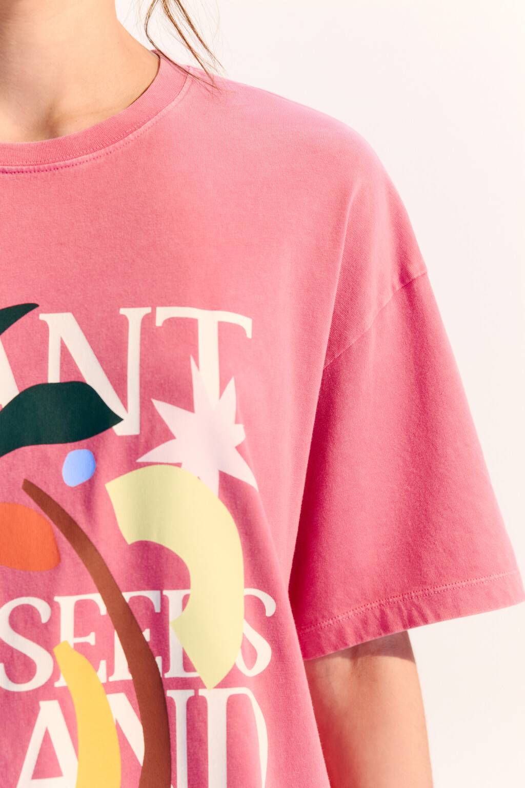 Футболка хлопковая с летним принтом - цвет розовый - 6