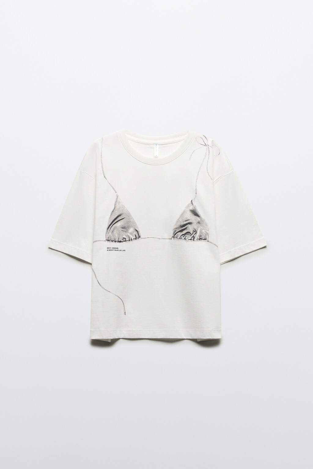 Футболка хлопковая с принтом-бикини - цвет белый - 7