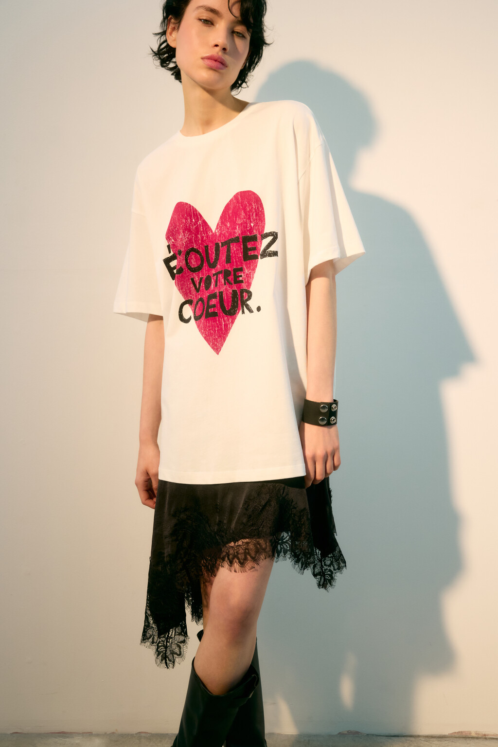 Футболка хлопковая с принтом - цвет белый - 1