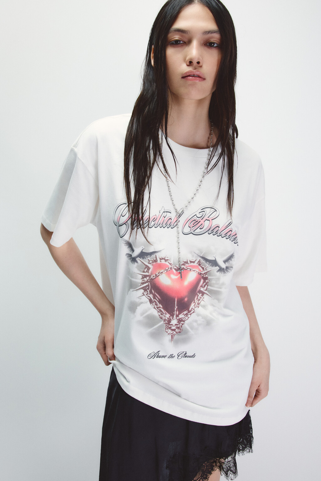 Футболка хлопковая с принтом - цвет бежевый - 1