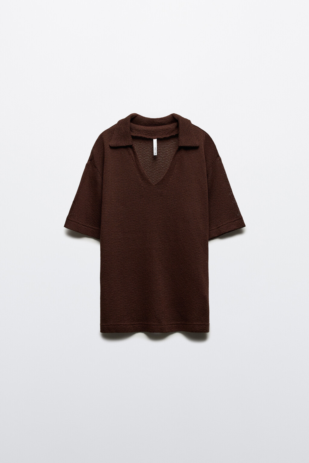 Футболка-поло из вязаного трикотажа - цвет коричневый - 7
