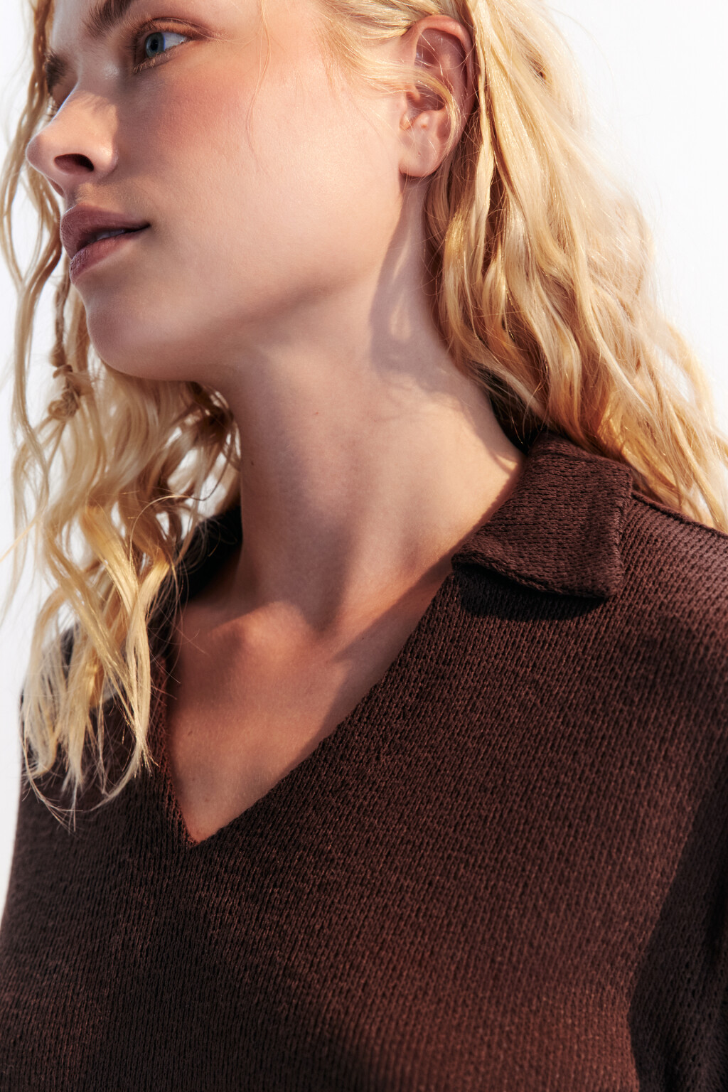 Футболка-поло из вязаного трикотажа - цвет коричневый - 5