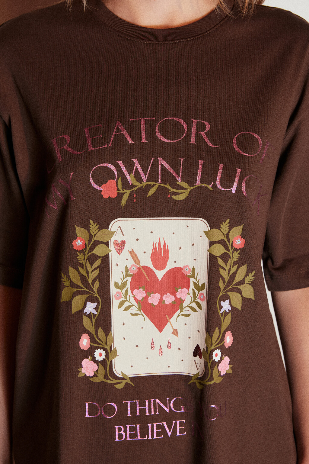 Футболка хлопковая с принтом - цвет коричневый - 6