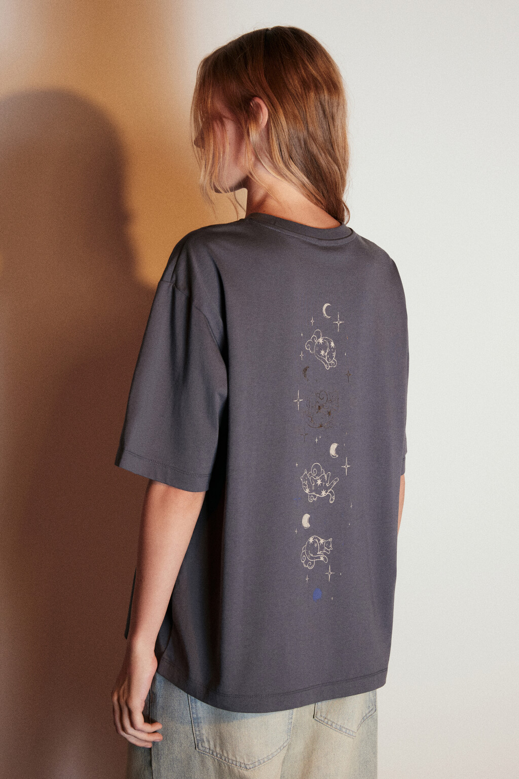 Футболка хлопковая с принтом - цвет серый - 4