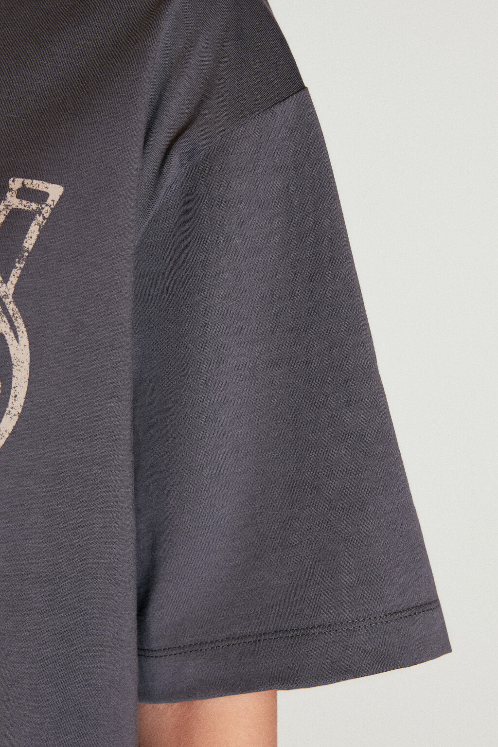 Футболка хлопковая с принтом - цвет серый - 7