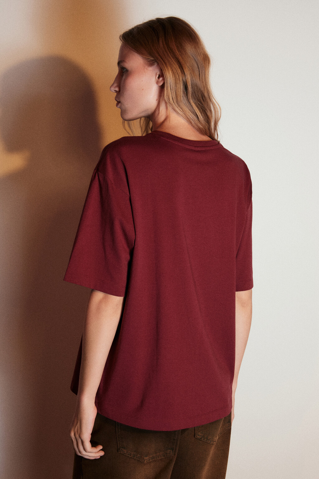 Футболка хлопковая с принтом - цвет бордовый - 4