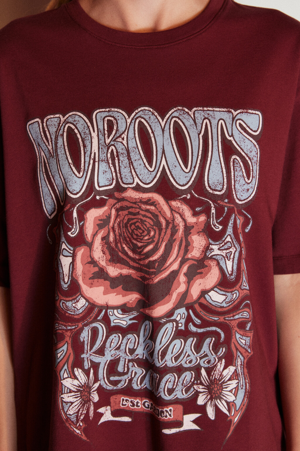 Футболка хлопковая с принтом - цвет бордовый - 6