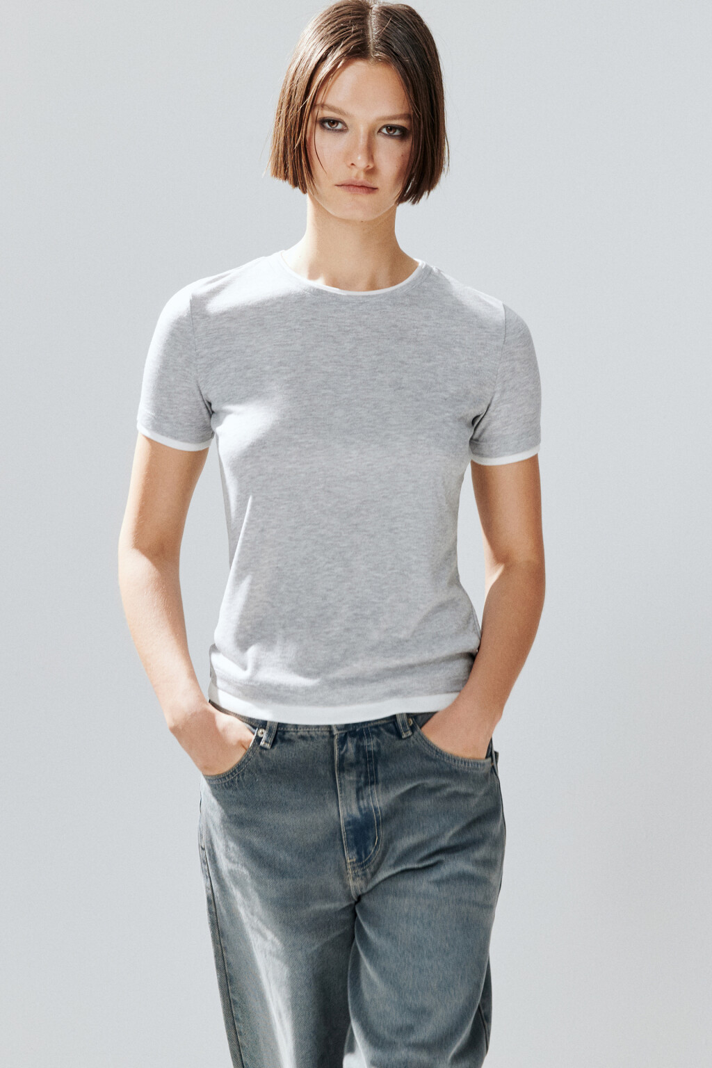 Футболка с имитацией второго слоя - цвет серый - 1