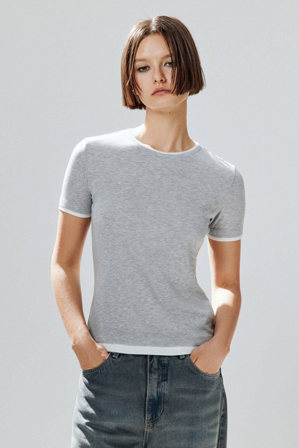 Футболка с имитацией второго слоя - цвет серый - 2