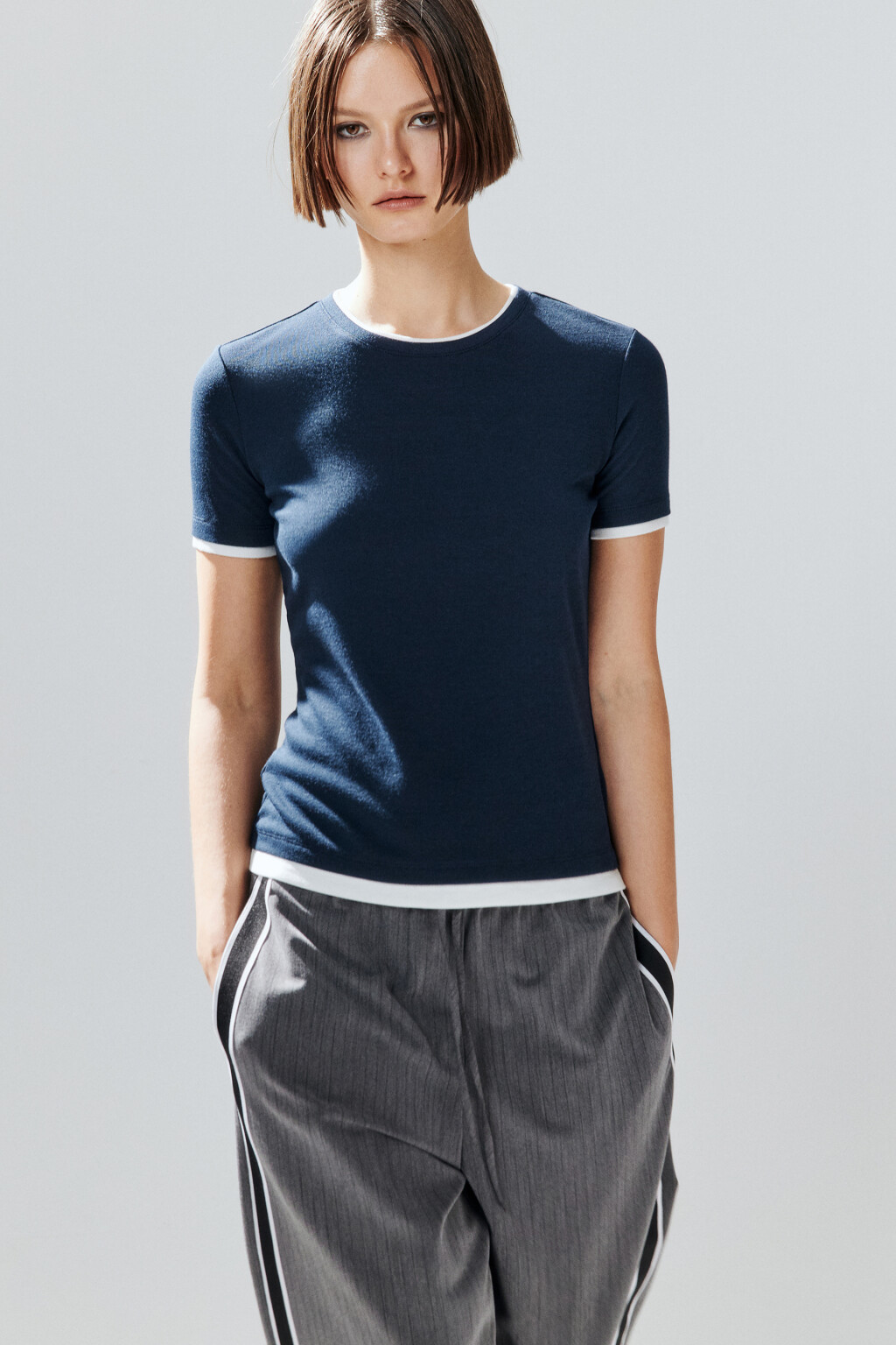 Футболка с имитацией второго слоя - цвет синий - 1