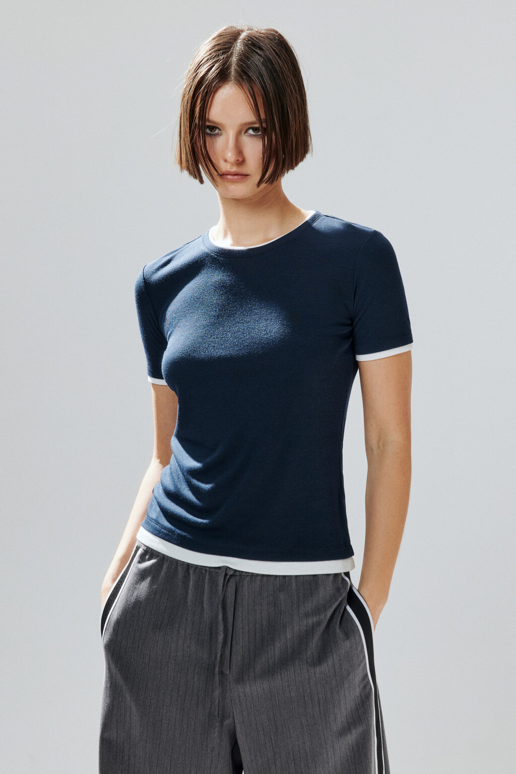 Футболка с имитацией второго слоя - цвет синий - 3