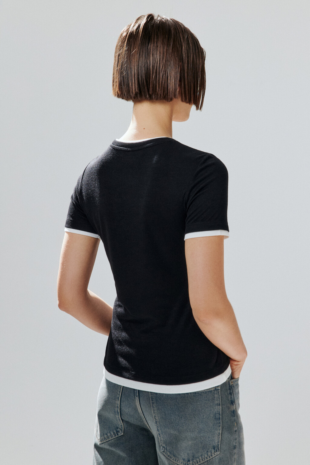 Футболка с имитацией второго слоя - цвет черный - 3