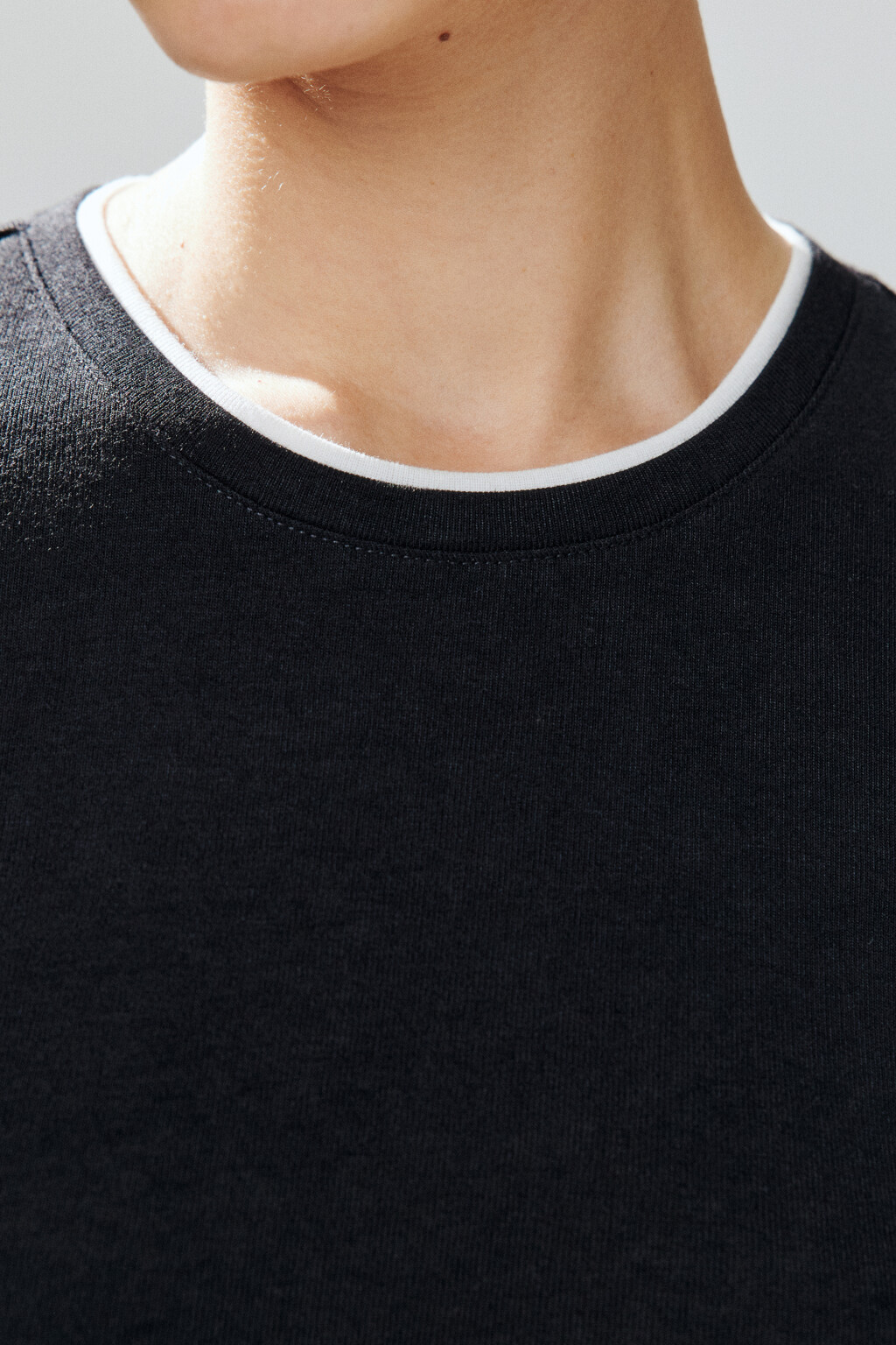 Футболка с имитацией второго слоя - цвет черный - 5