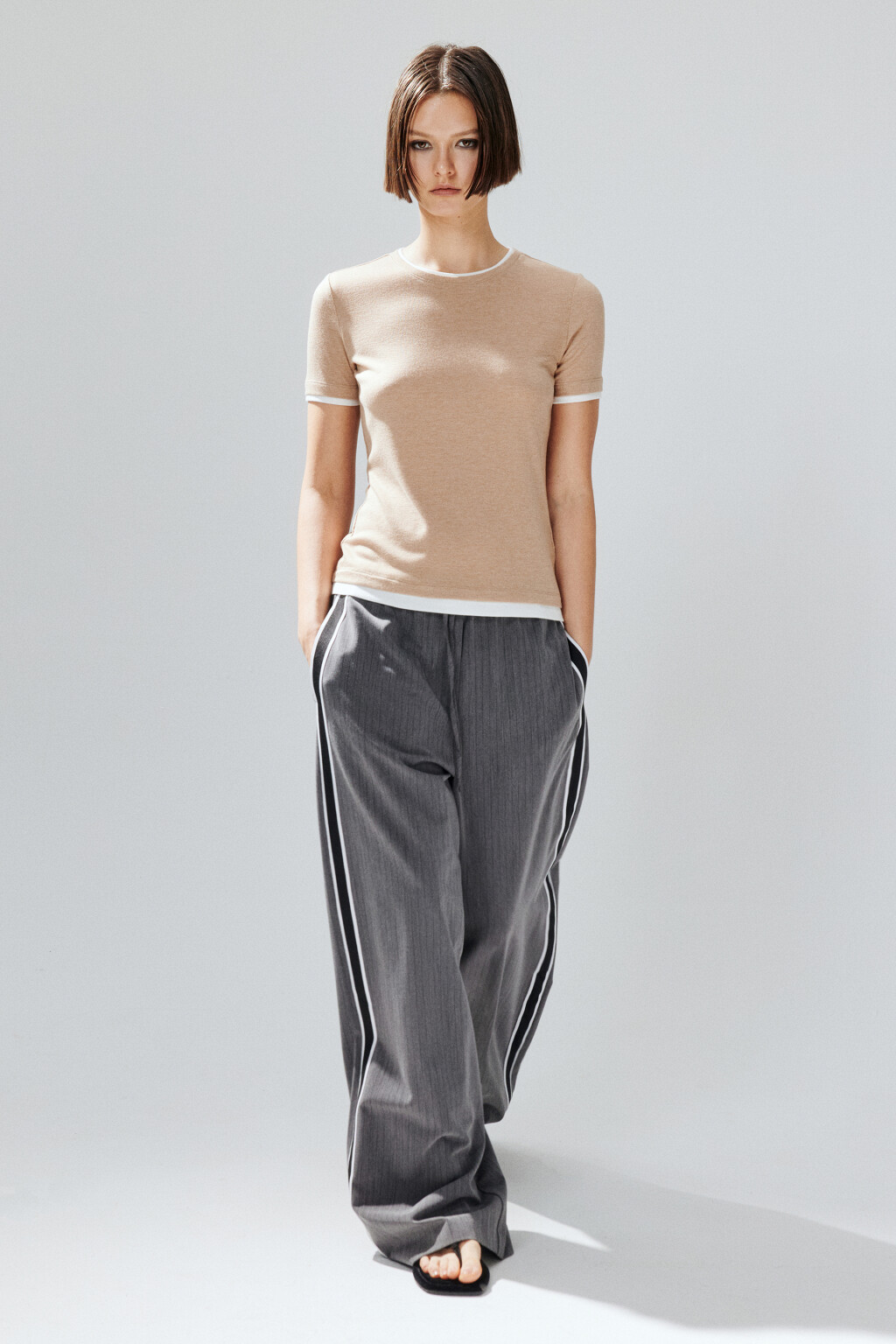 Футболка с имитацией второго слоя - цвет бежевый - 2