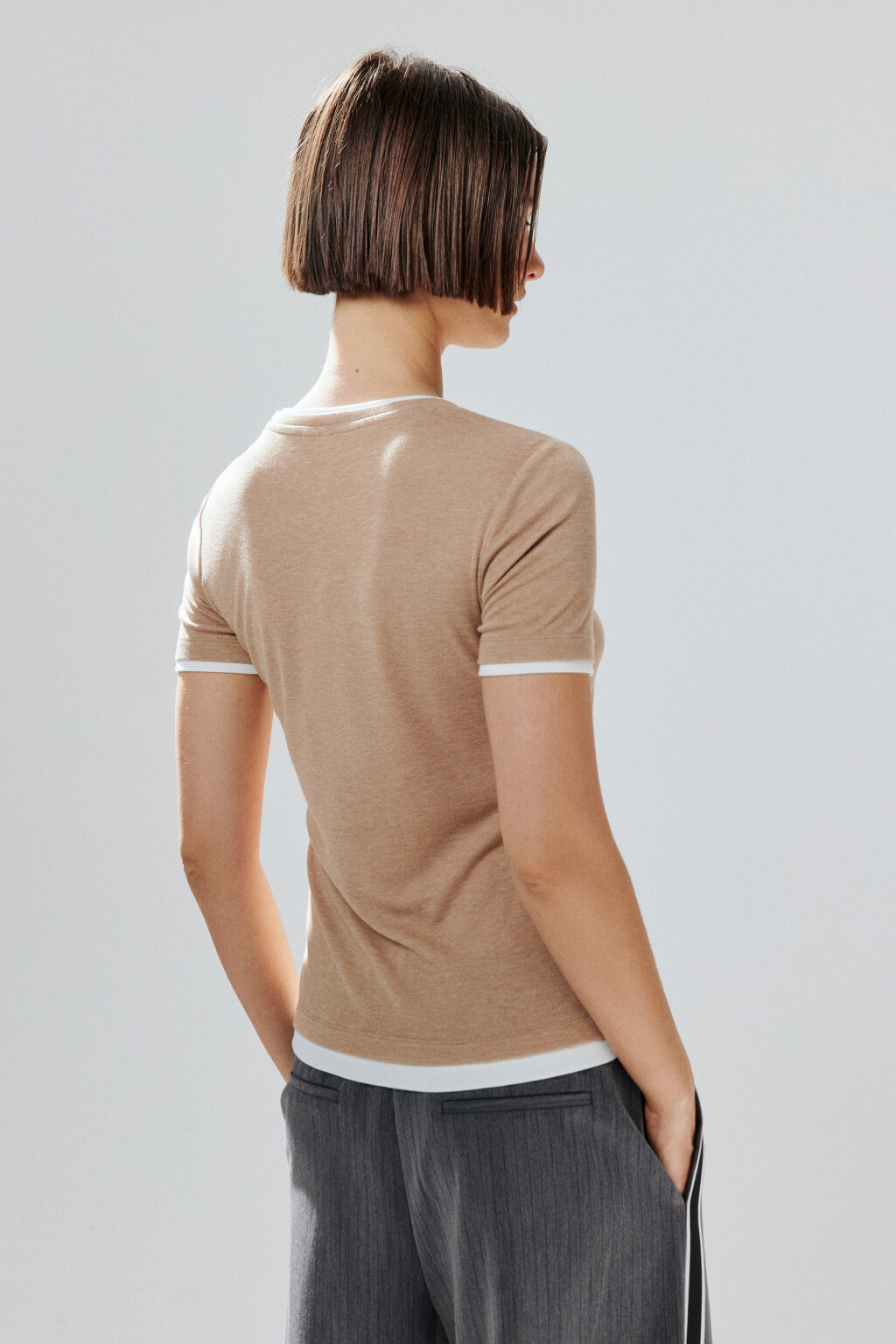Футболка с имитацией второго слоя - цвет бежевый - 4