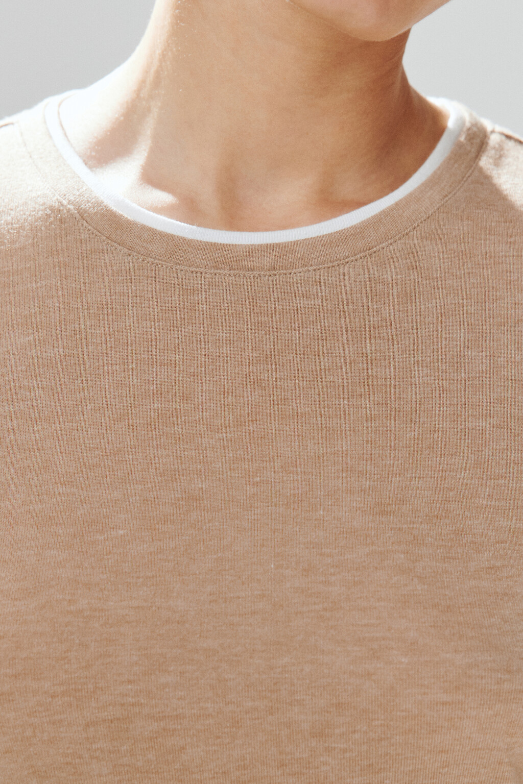 Футболка с имитацией второго слоя - цвет бежевый - 6