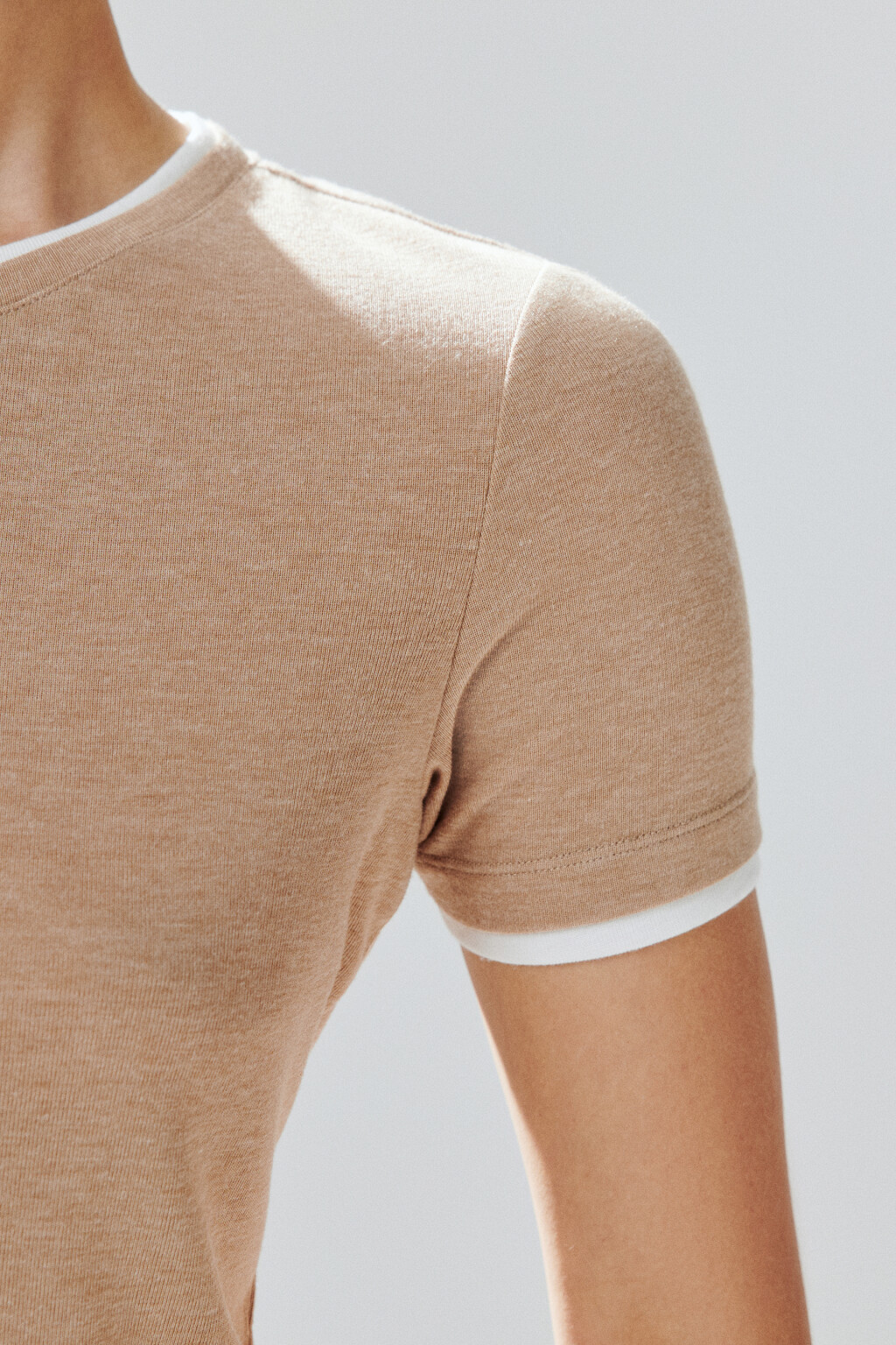 Футболка с имитацией второго слоя - цвет бежевый - 7