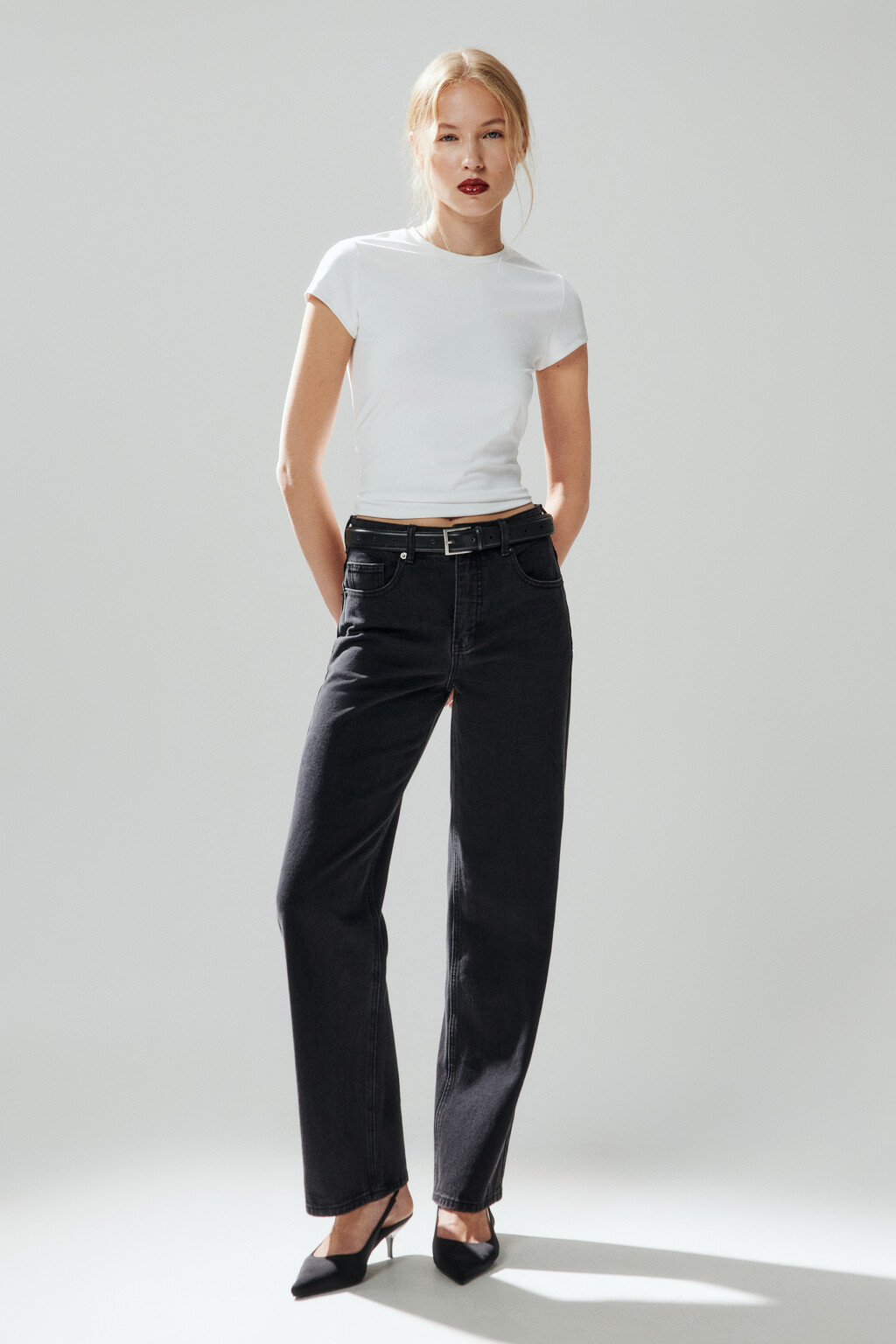 Футболка-топ облегающая - цвет белый - 5