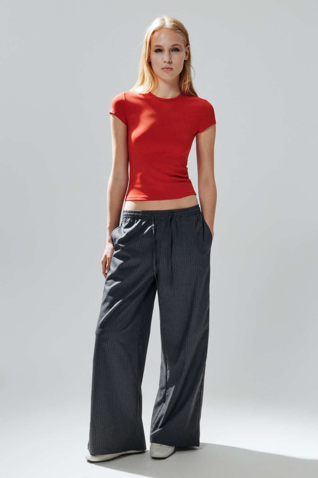 Футболка-топ облегающая - цвет красный - 4