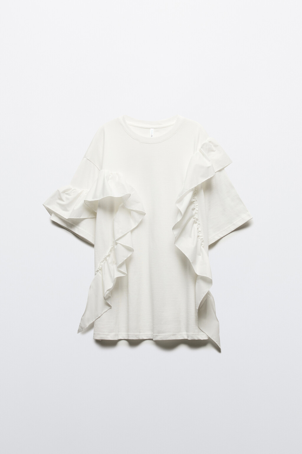 Футболка хлопковая с воланами - цвет белый - 8
