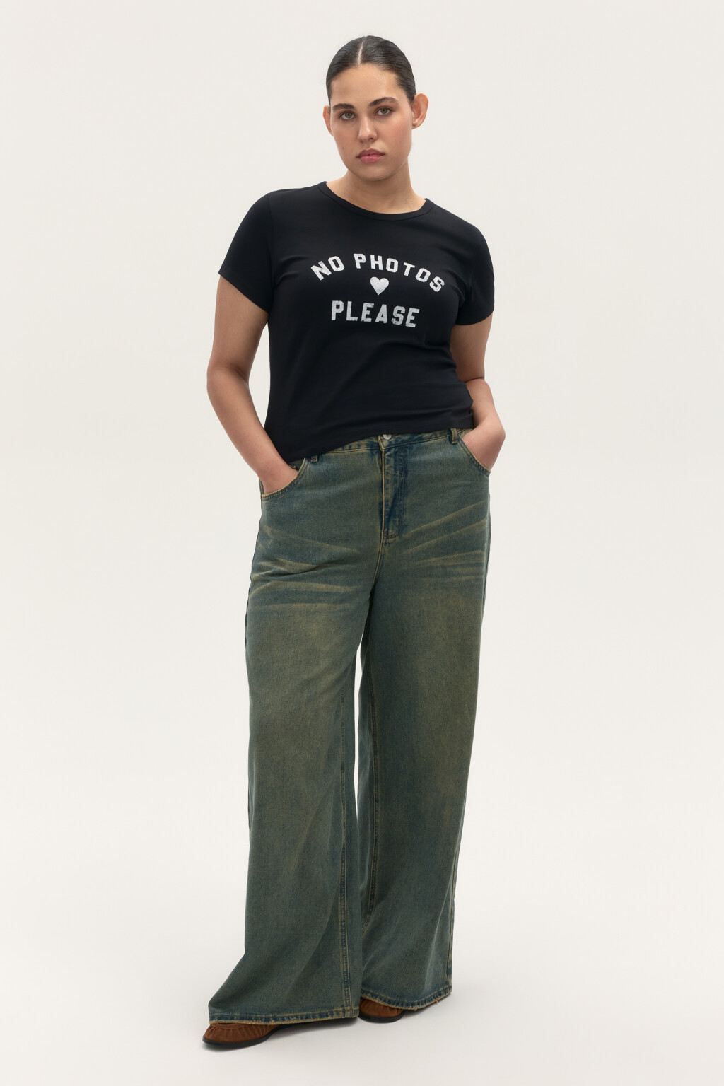 Футболка-топ с надписью - цвет черный - 5