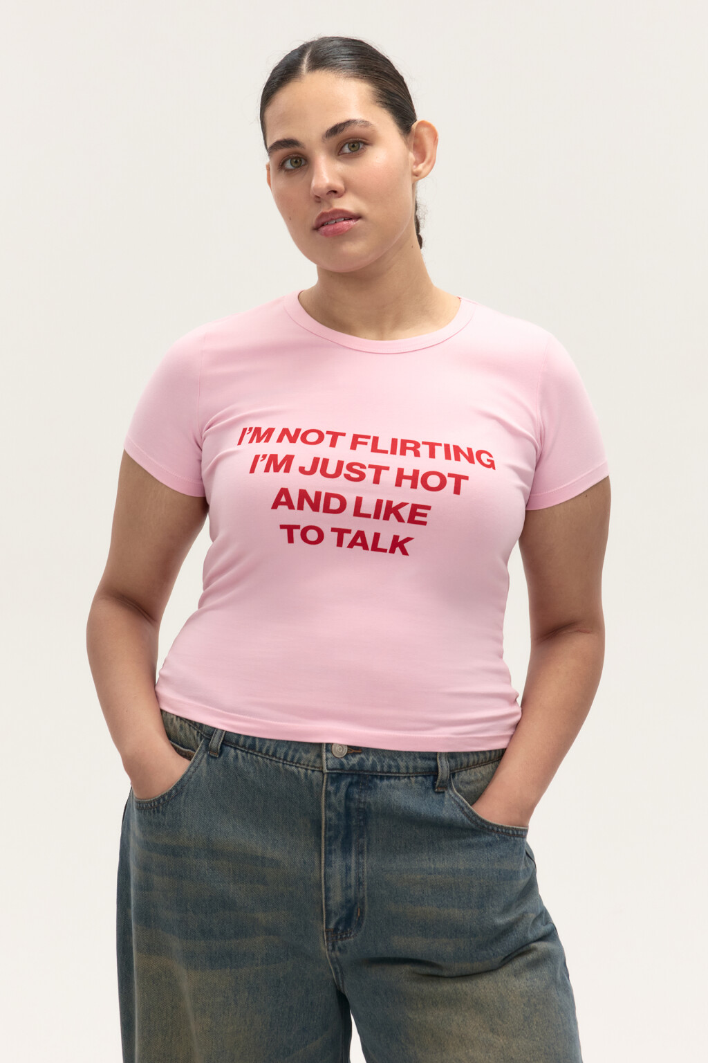 Футболка-топ с надписью - цвет красный - 1