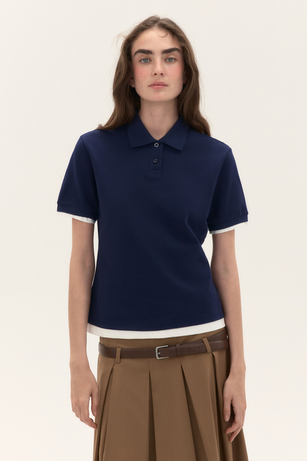 Футболка-поло из хлопкового трикотажа - цвет синий - 2