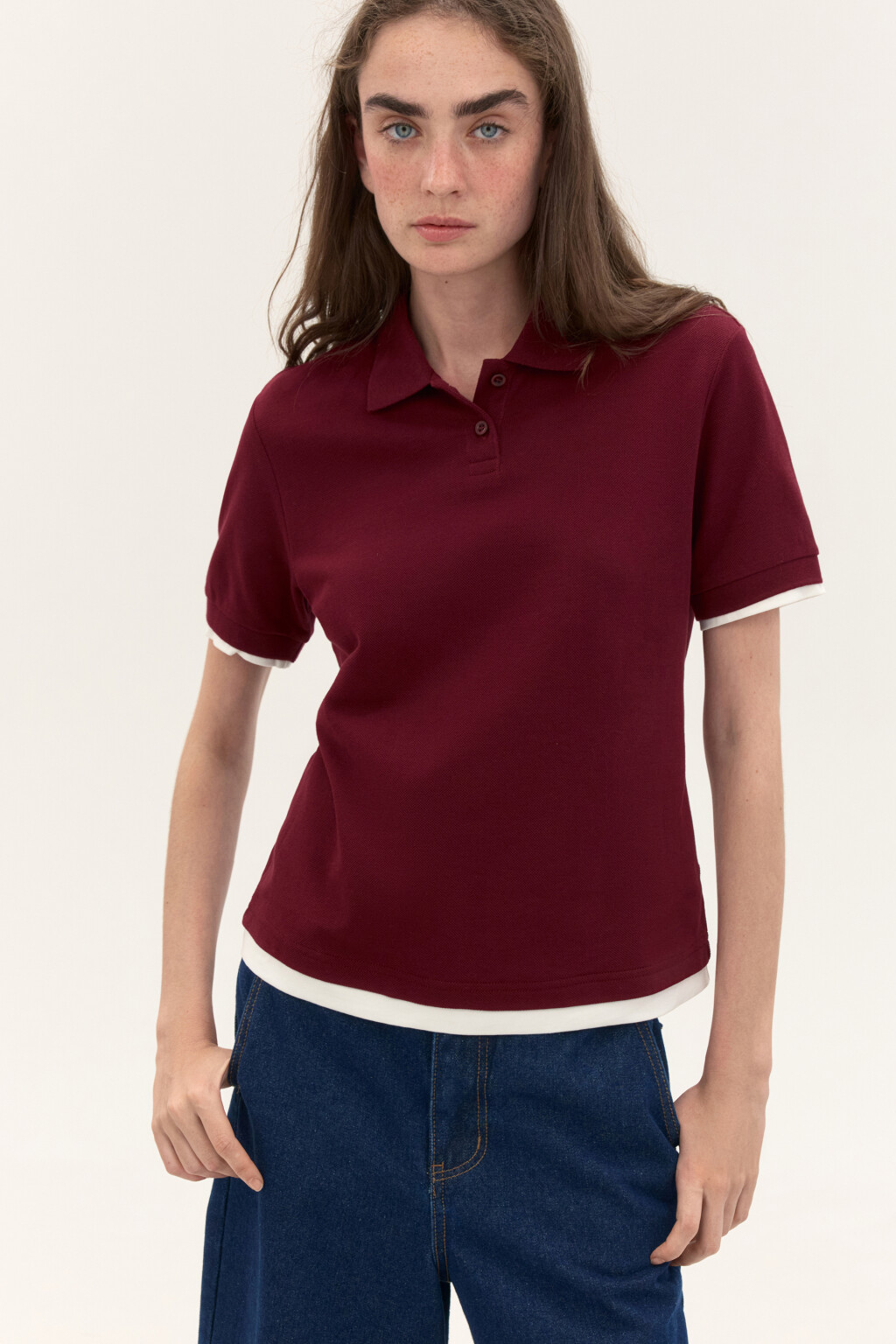 Футболка-поло из хлопкового трикотажа - цвет красный - 1