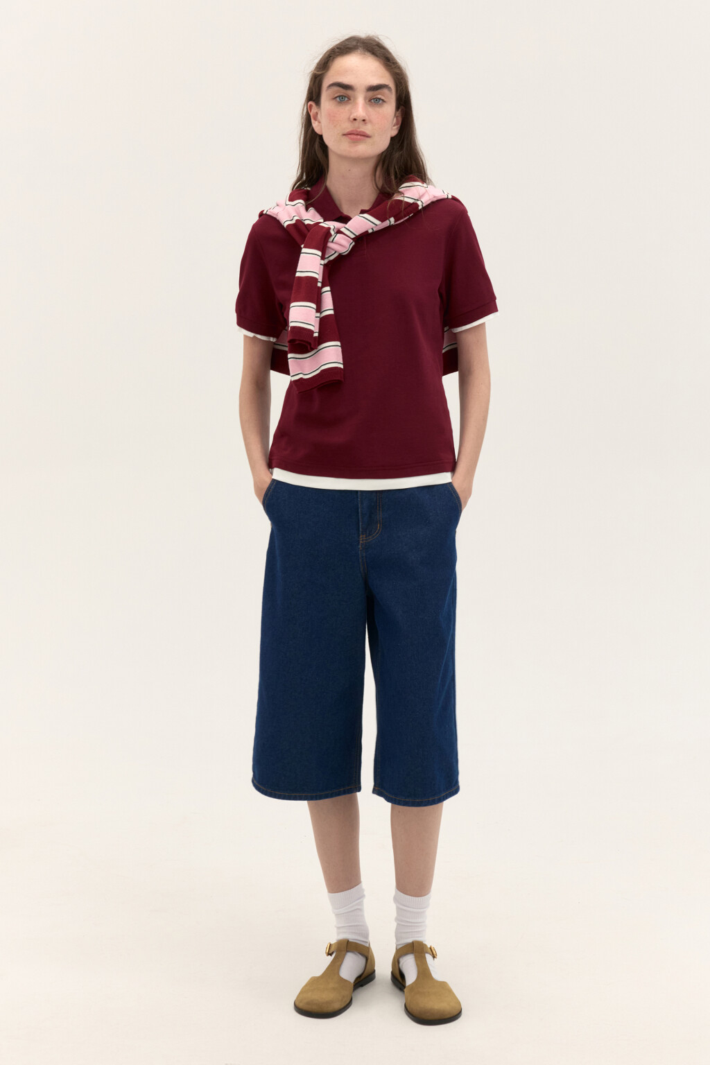 Футболка-поло из хлопкового трикотажа - цвет красный - 4