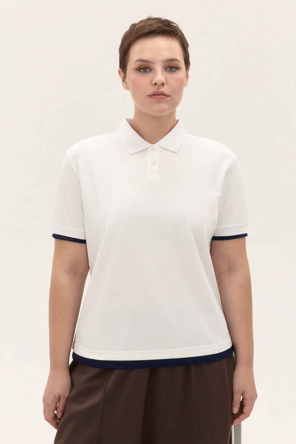 Футболка-поло из хлопкового трикотажа - цвет белый - 3