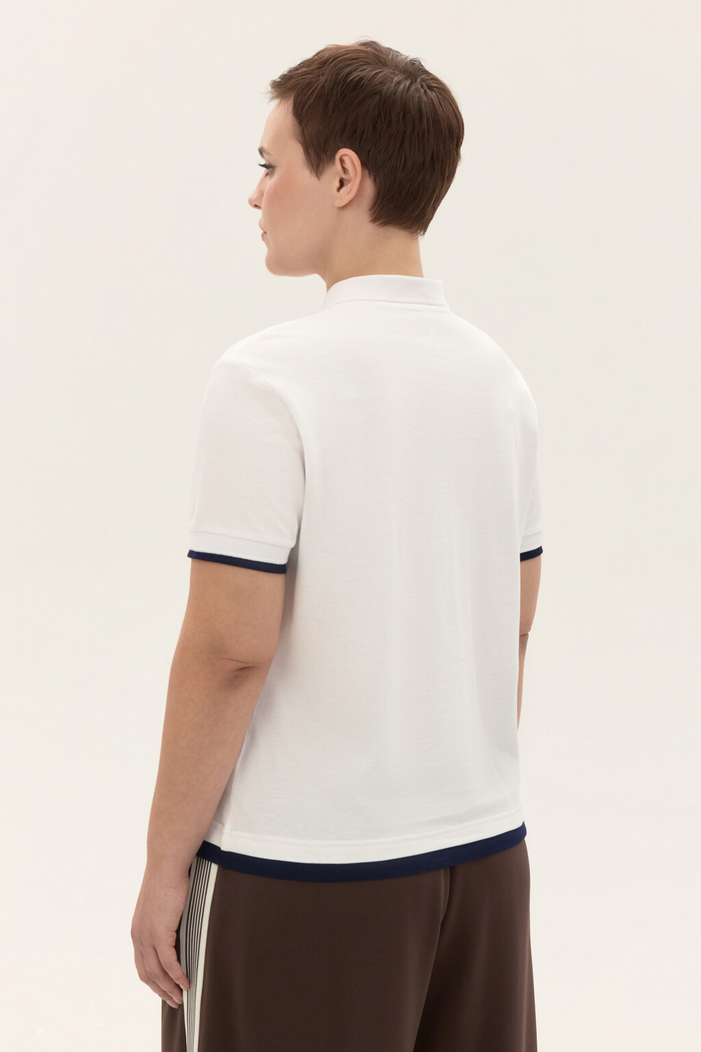Футболка-поло из хлопкового трикотажа - цвет белый - 4