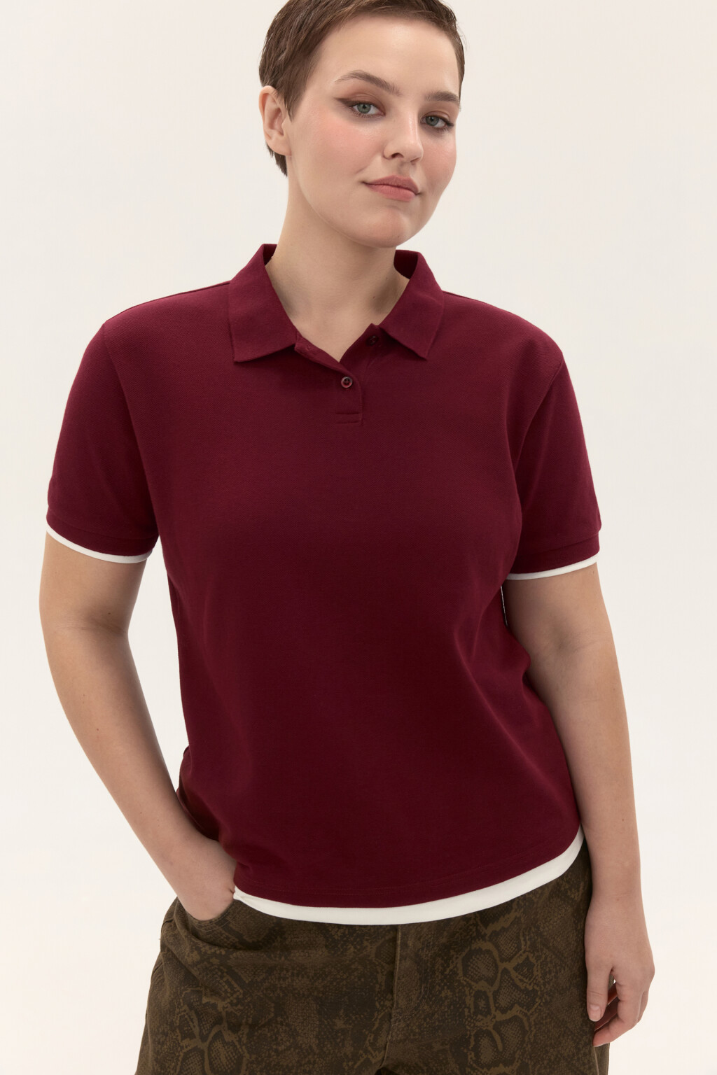 Футболка-поло из хлопкового трикотажа - цвет красный - 1