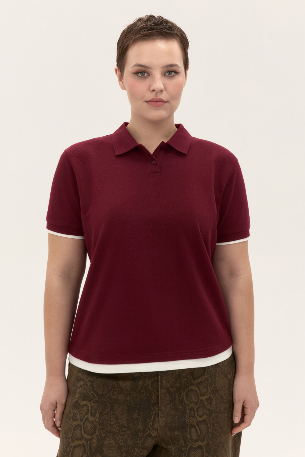 Футболка-поло из хлопкового трикотажа - цвет красный - 2