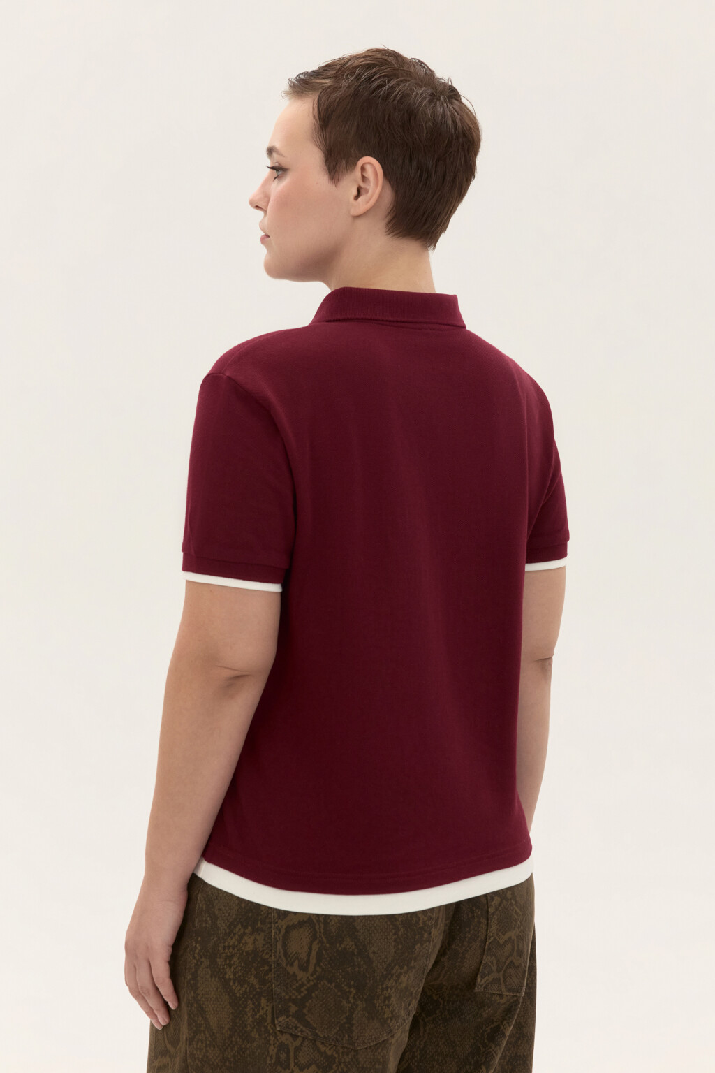 Футболка-поло из хлопкового трикотажа - цвет красный - 3