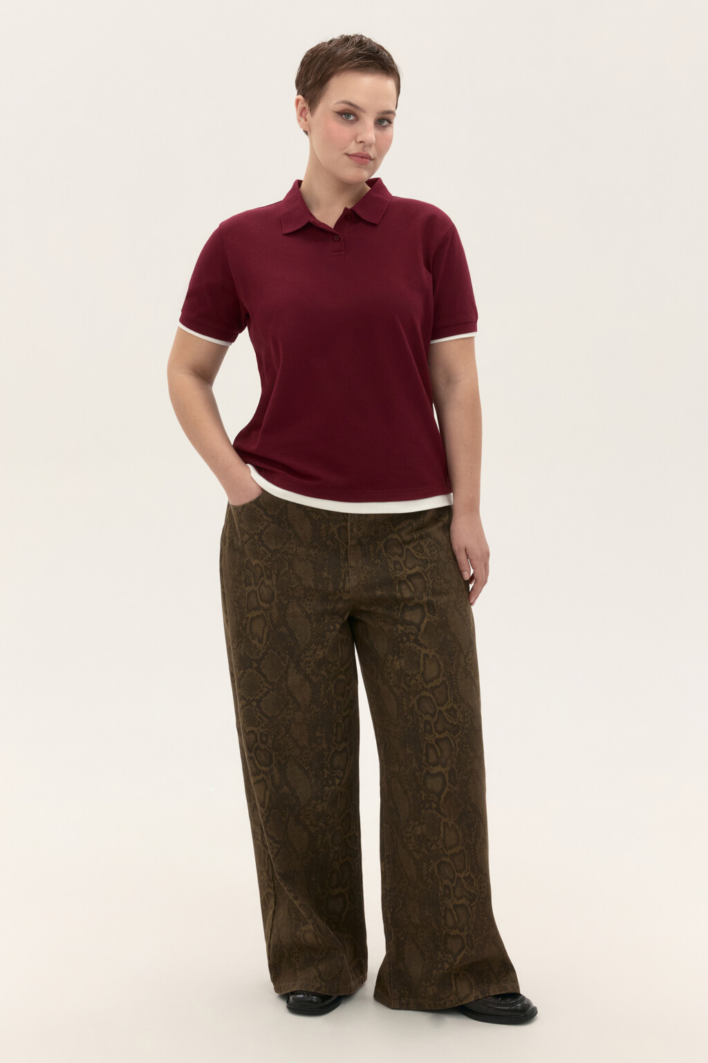 Футболка-поло из хлопкового трикотажа - цвет красный - 4