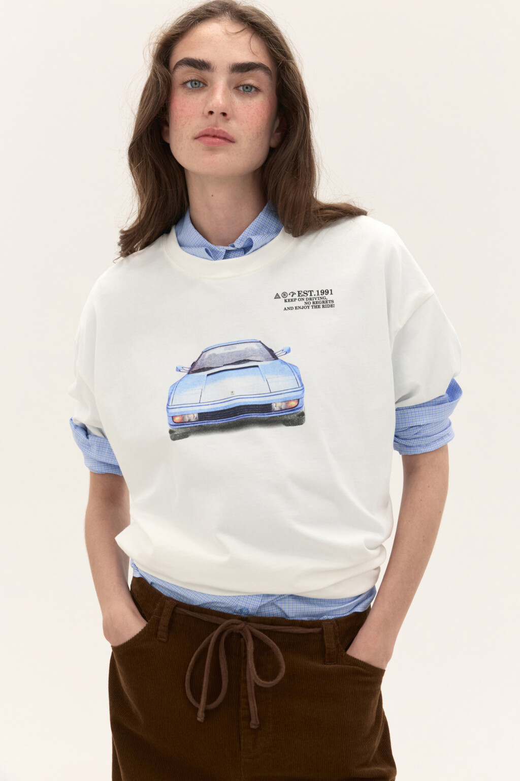 Футболка oversize с принтом - цвет белый - 1